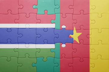 puzzle with the national flag of gambia and cameroon