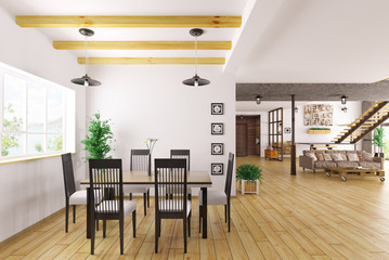 Interior of dining room 3d render