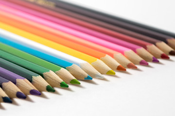Colour pencils isolated on white background