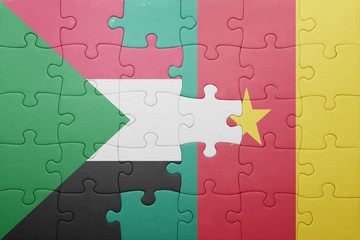 puzzle with the national flag of sudan and cameroon