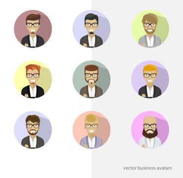 Set business avatars, people flat characters