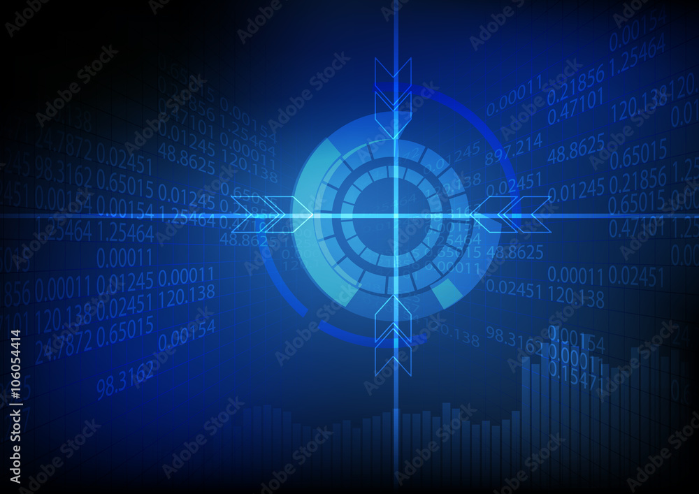 Poster vector : stock board with arrow and graph on business background