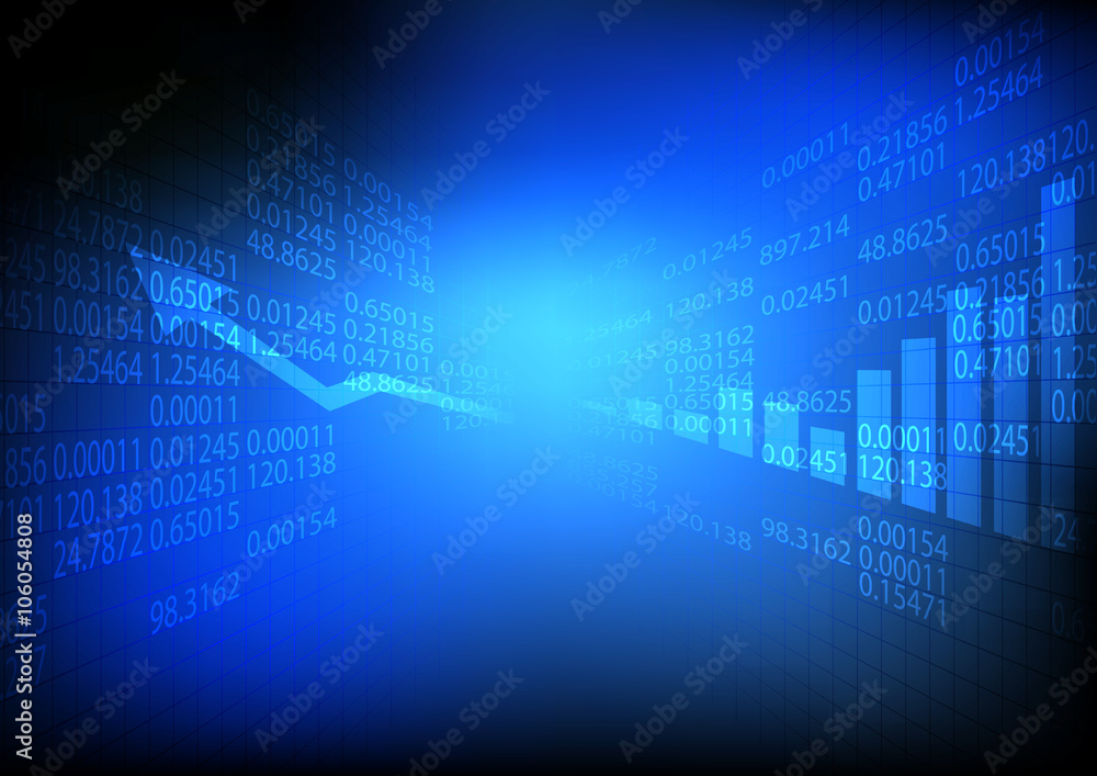 Poster vector : stock board with arrow and graph on business background
