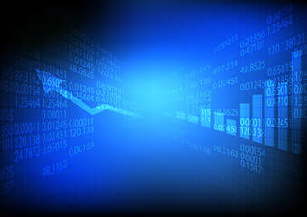 Vector : Stock board with arrow and graph on business background