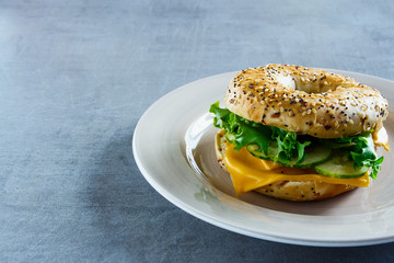 Cheese sandwich on bagel