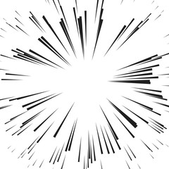 Comic Radial Speed Lines. Graphic Explosion Book Design Element. Vector Illustration.