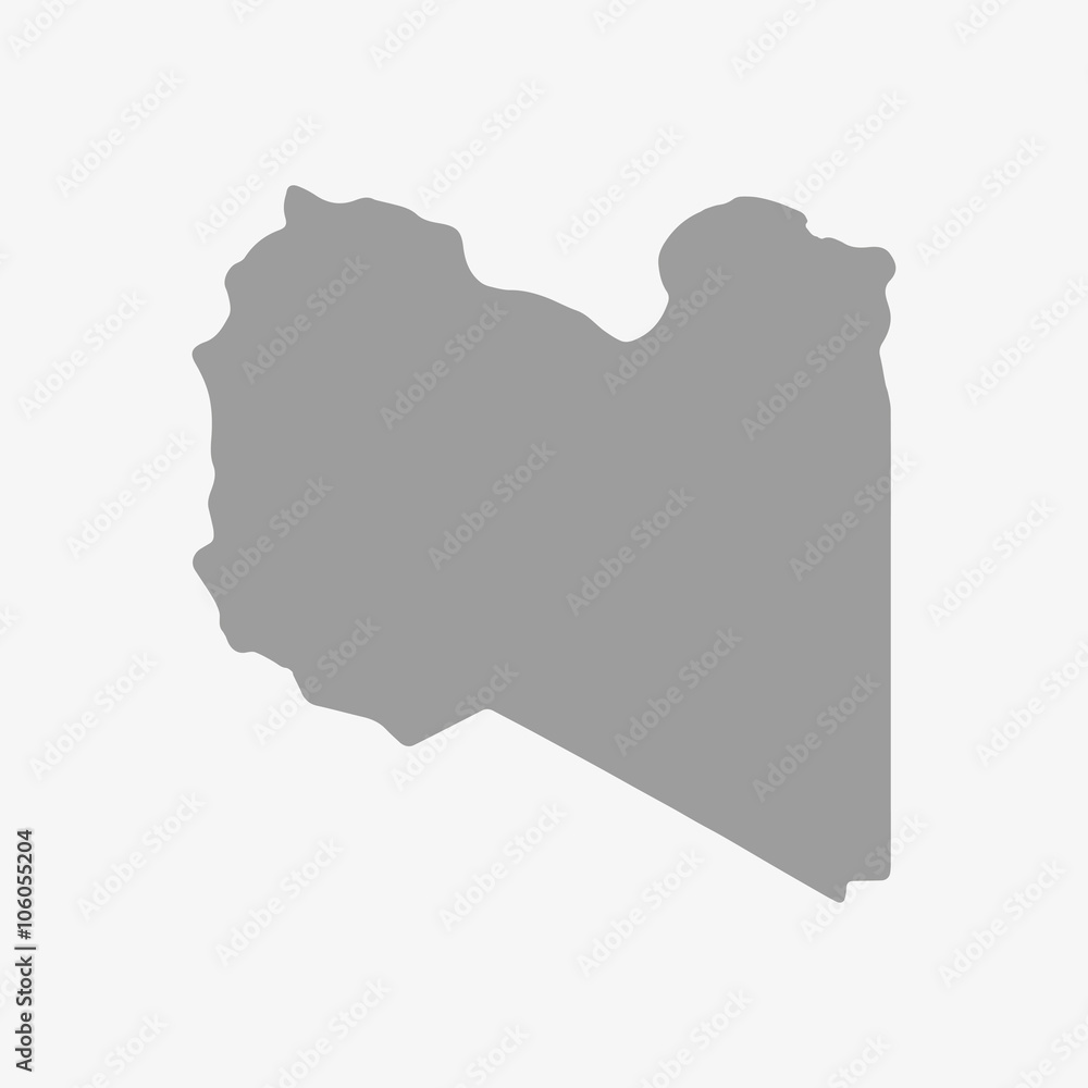 Poster map of libya in gray on a white background