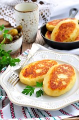 Potato cakes with stewed cabbage