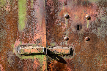 rusty metal covered with cracked paint. Vintage texture background