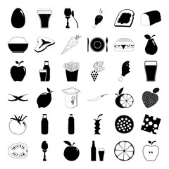 Food and drinks simple icons set