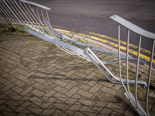 Damaged steel railing