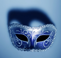 Carnival mask with shadow in blue color