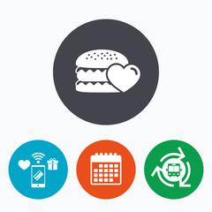 Hamburger icon. Burger food symbol.