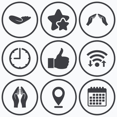 Hand icons. Like thumb up and insurance symbols.