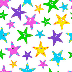 vector seamless pattern with starfish