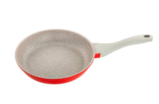 red ceramic-metal pan