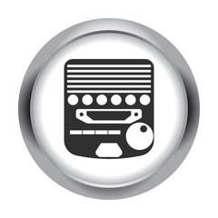 Drummer electric metronome simple icon on round   background