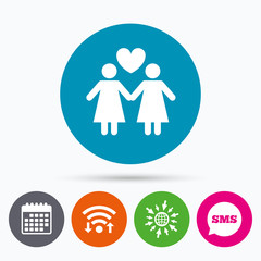 Couple sign icon. Woman love woman. Lesbians.