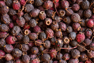 Dried hawthorn fruit. Natural berry beverage production.  medicinal product. alternative medicine