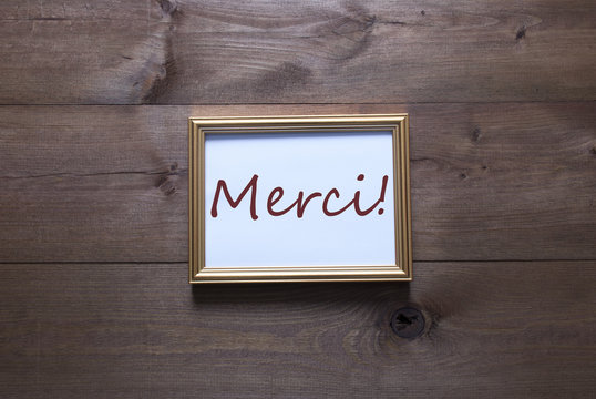 Golden Picture Frame With Copy Space Merci Mean Thank You