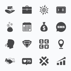 Money, cash and finance icons. Handshake sign.