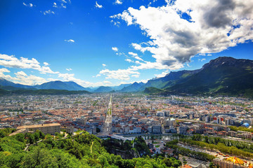 Grenoble depuis la bastille - obrazy, fototapety, plakaty