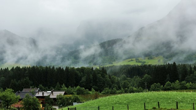 Foggy mountains in Austria Maurach 4k time-lapse