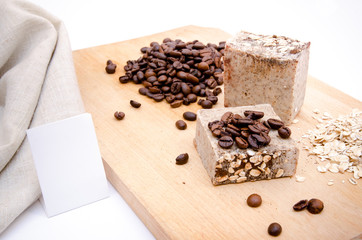 Traditional home made soap with coffe and rice