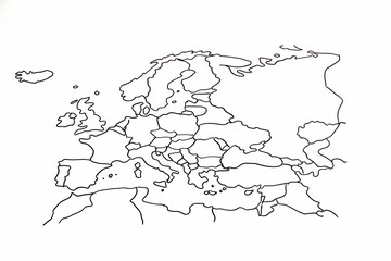 A hand drawing of the European continent 