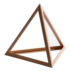 Empty wooden triangle frame on white