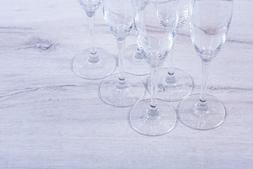 photo of  champagnes glasses on wooden background