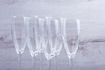 photo of  champagnes glasses on wooden background