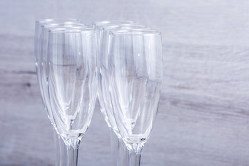 photo of  champagnes glasses on wooden background