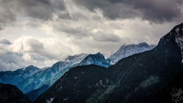 View from Haus Loderbichl on Austrian Alps adn Lofer city 4k timelapse