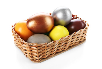 Easter eggs composition isolated on white background