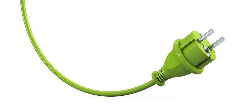 Green power plug curved up