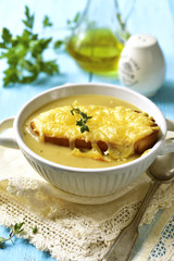 French rustic onion soup.