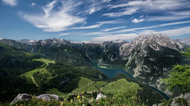 Konigssee with Berchtesgaden Mountains Time-lapse in Austria 4k