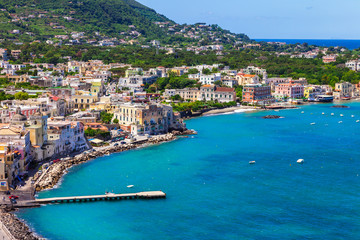 Ischia island - view from castle Aragonese, Italian holidays - obrazy, fototapety, plakaty