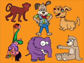 Obraz na płótnie Canvas Pack of 6 cartoon animals