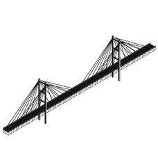 Isometric cable stayed bridge, vector