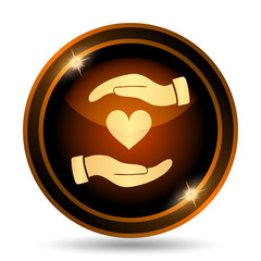 Hands holding heart icon