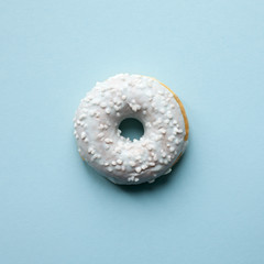 Donut on blue background
