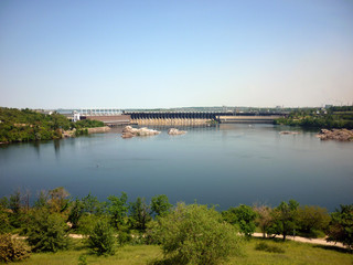 Hydroelectric power station. The river Dnepr. Zaporozhye. Ukraine