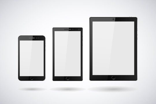 Vector tablet computer and mobile phone realistic
