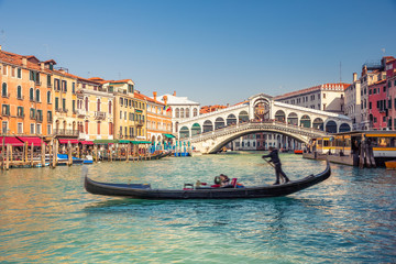 Obraz na płótnie Canvas Gondola near Rialto Bridge in Venice, Italy