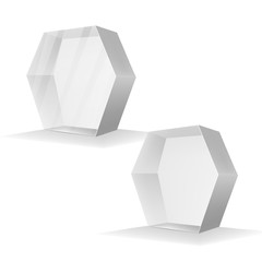 VECTOR PACKAGING: Set of White gray hexagon packaging box on isolated white background. Mock-up template ready for design.