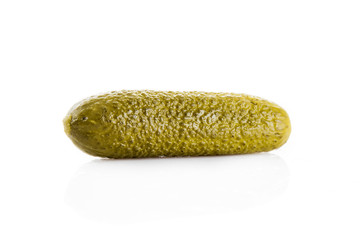 marinated pickled cucumbers isolated on white.  Pickled green gh