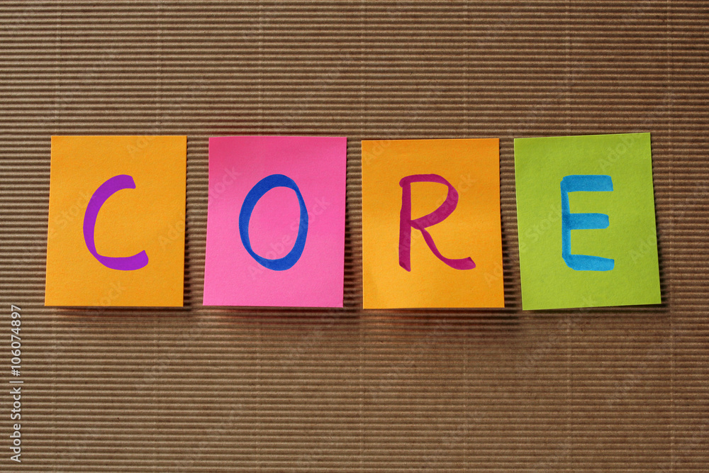 Poster core text on colorful sticky notes