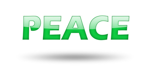 Fototapeta premium Word Peace with green letters and shadow. 